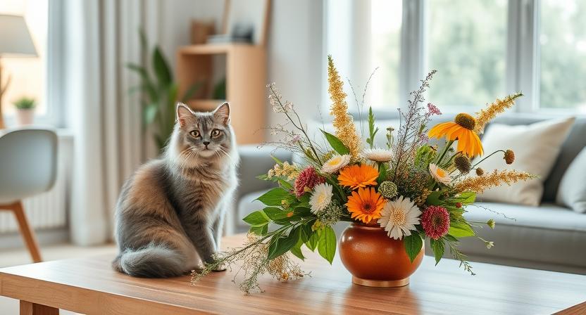 cat flower arrangement